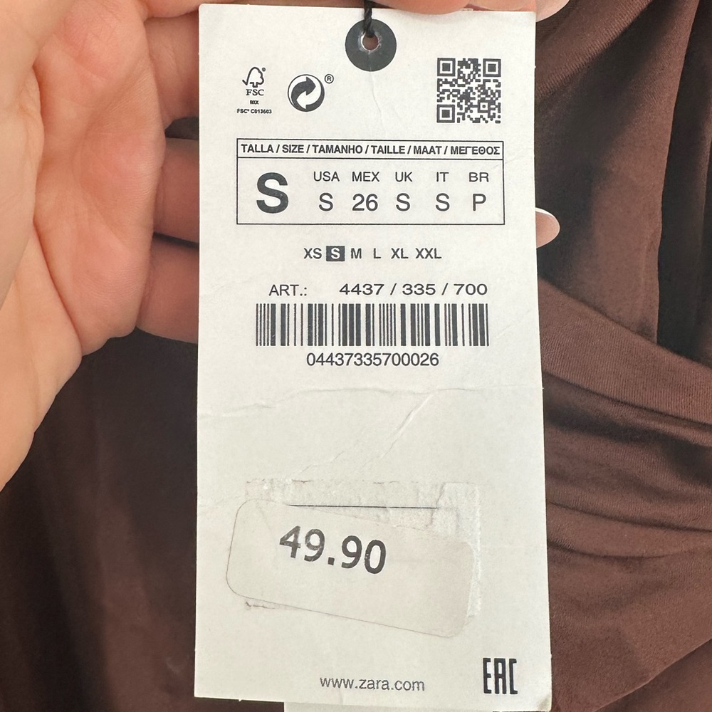 Zara Brown Midi Satin Dress - Picture 2 of 4
